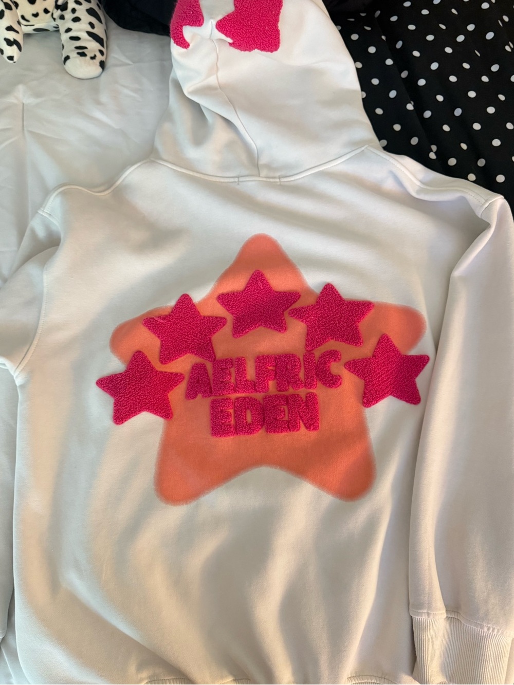 AELFRIC EDEN - White Hoodie with Pink Stars